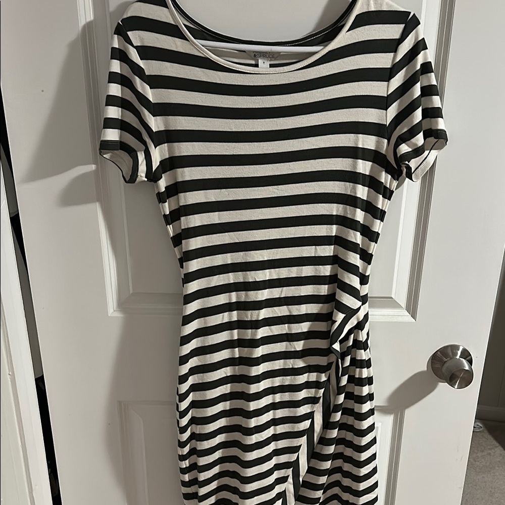 Dark Green and White Striped Dress